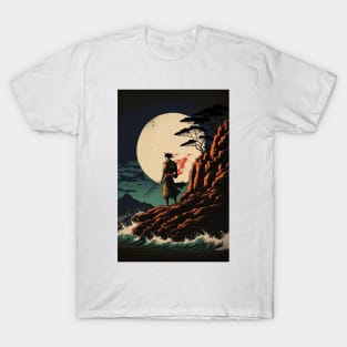 Samurai on Rocky Shore T-Shirt